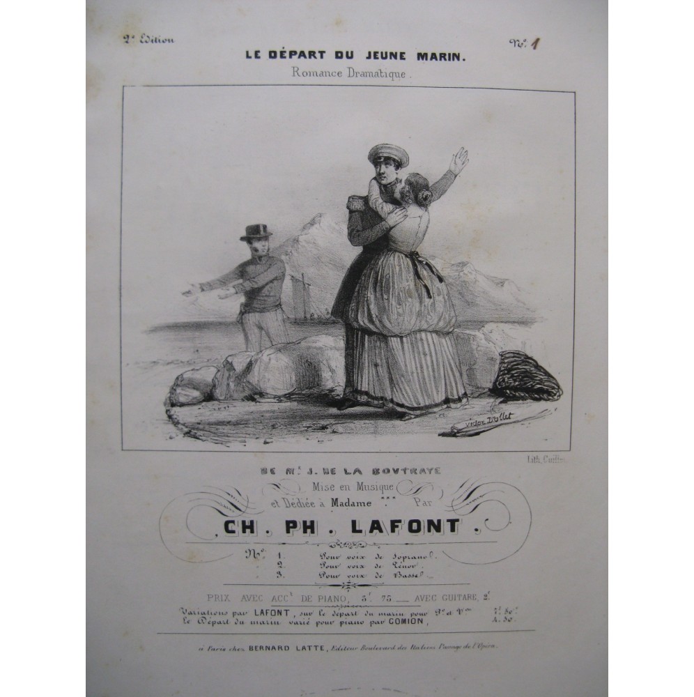 LAFONT Charles Philippe Le Départ du Jeune Marin Chant Piano ca1840