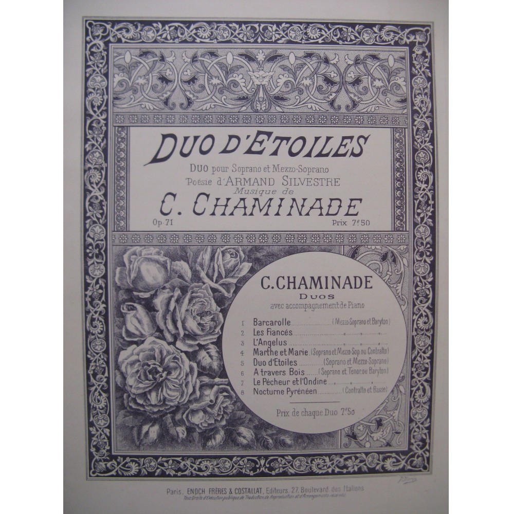 CHAMINADE Camille Duo D'Étoiles Chant Piano 1893
