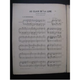 BESOZZI L. D. Au Clair de la Lune Grande Fantaisie Piano 6 mains ca1880