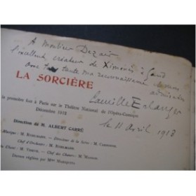 ERLANGER Camille La Sorcière Opéra Dédicace Chant Piano 1912