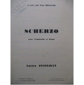 PETITJEAN Lucien Scherzo Dédicace Violoncelle Piano