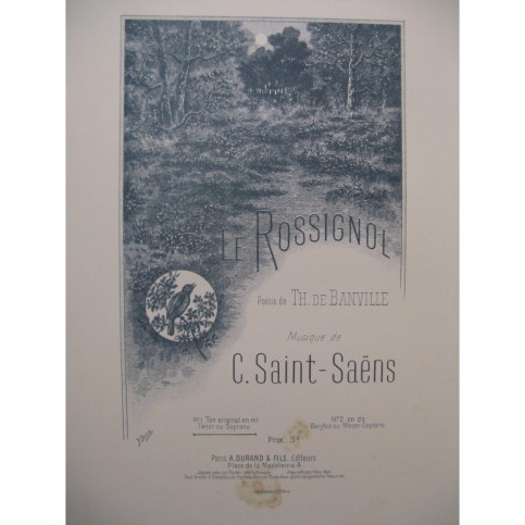 SAINT SAËNS Camille Le Rossignol Chant Piano 1892