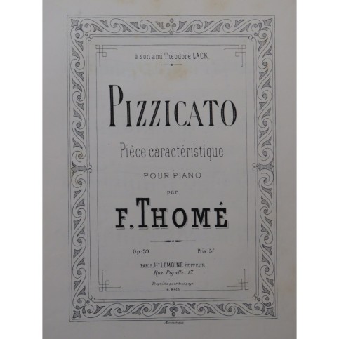 THOMÉ Francis Pizzicato Piano ca1880