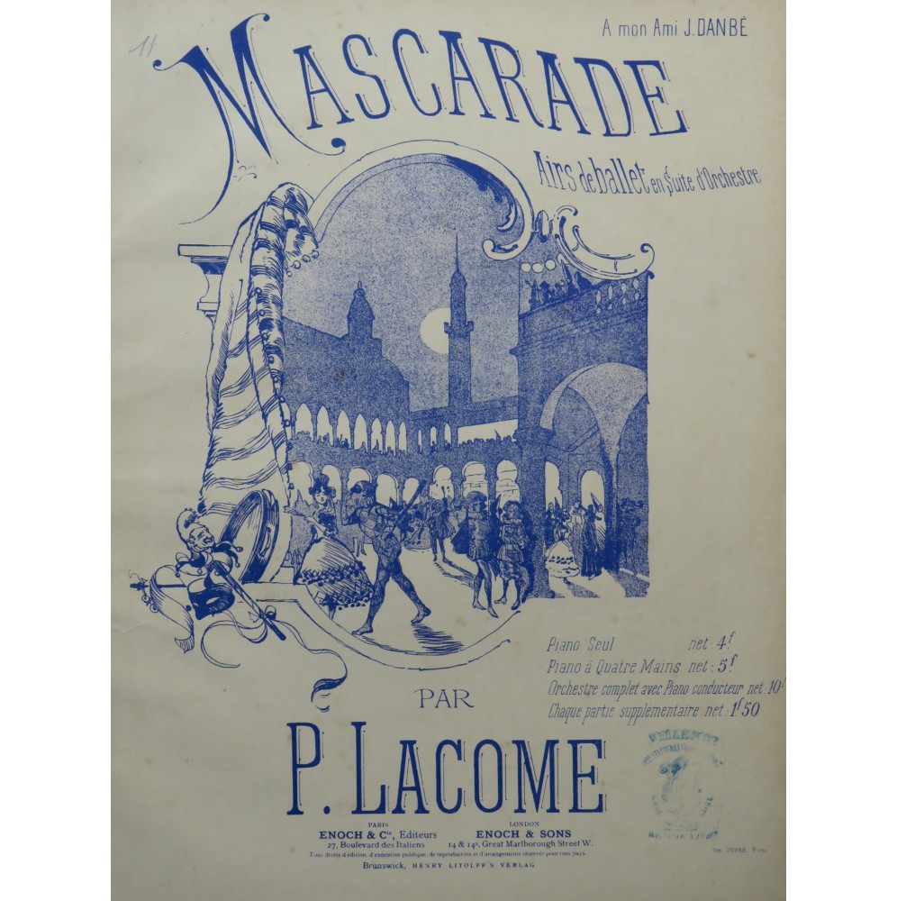 LACOME Paul Mascarade Airs de Ballet Piano à 4 mains ca1886