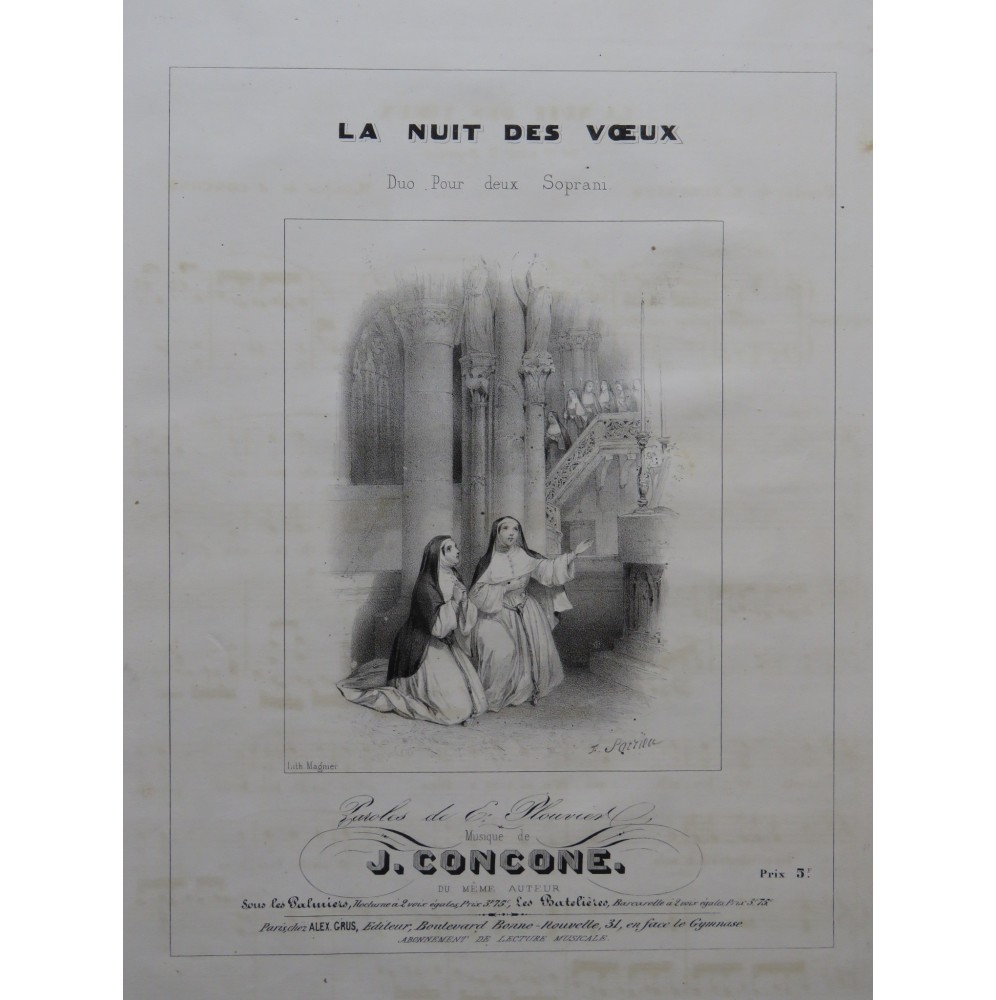 CONCONE J. La Nuit des Vœux Chant Piano ca1840