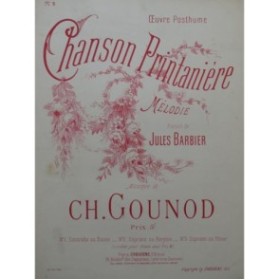 GOUNOD Charles Chanson Printanière Chant Piano 1895