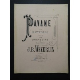 WEKERLIN J. B. Pavane du XVIe siècle Piano ca1895