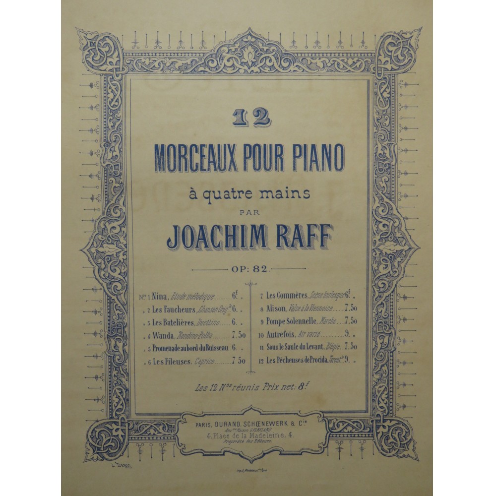 RAFF Joachim Les Pêcheuses de Procida Piano 4 mains ca1880