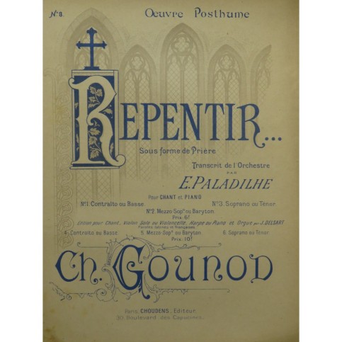 GOUNOD Charles Repentir Chant Piano
