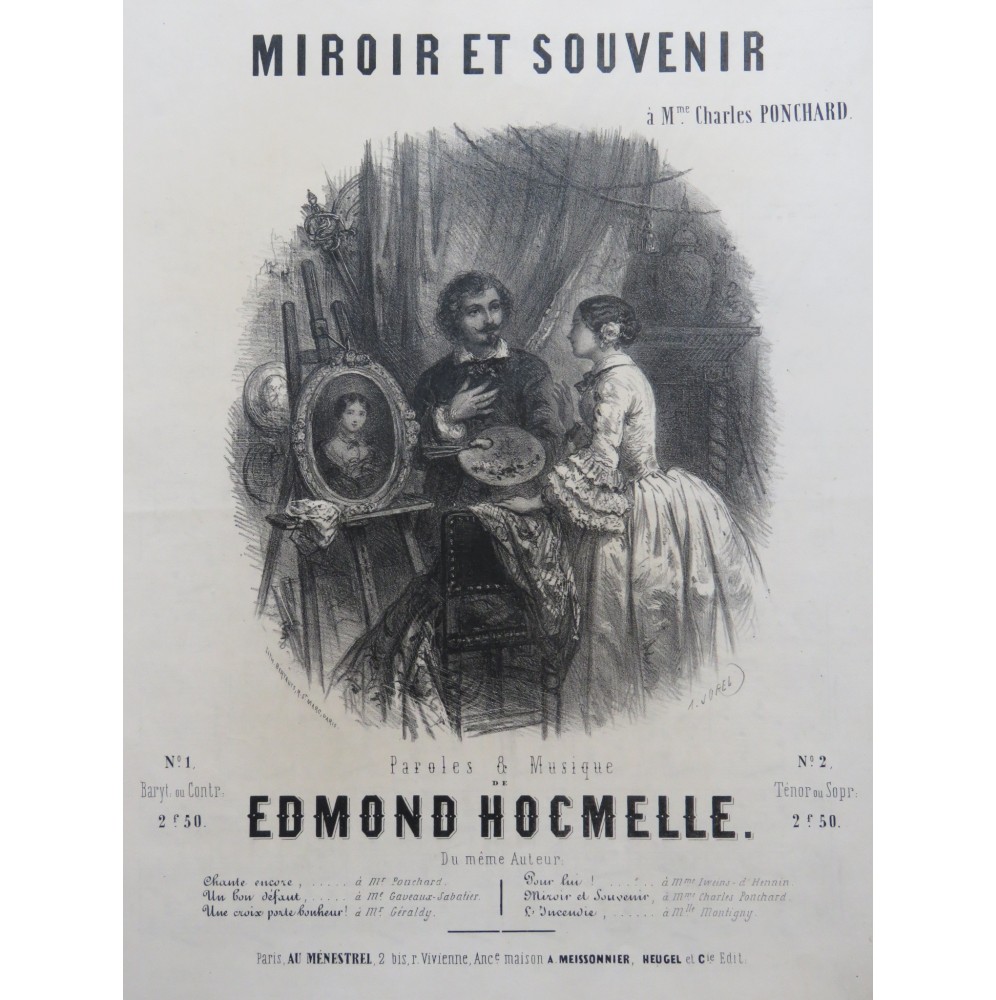 HOCMELLE Edmond Miroir et Souvenir Chant Piano ca1850