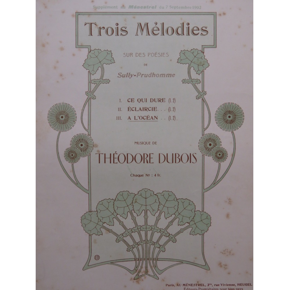 DUBOIS Théodore L'Océan Chant Piano 1902