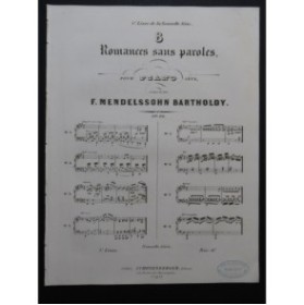 MENDELSSOHN 8 Romances op 86 Piano ca1852