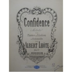 L'HÔTE Albert Confidence Mélodie Piano Violon ou Violoncelle XIXe