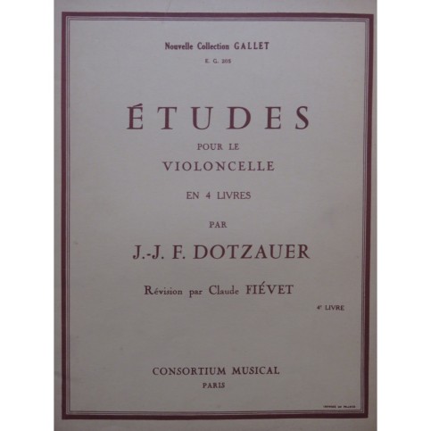 DOTZAUER J. J. F. Etudes 4e Livre Violoncelle