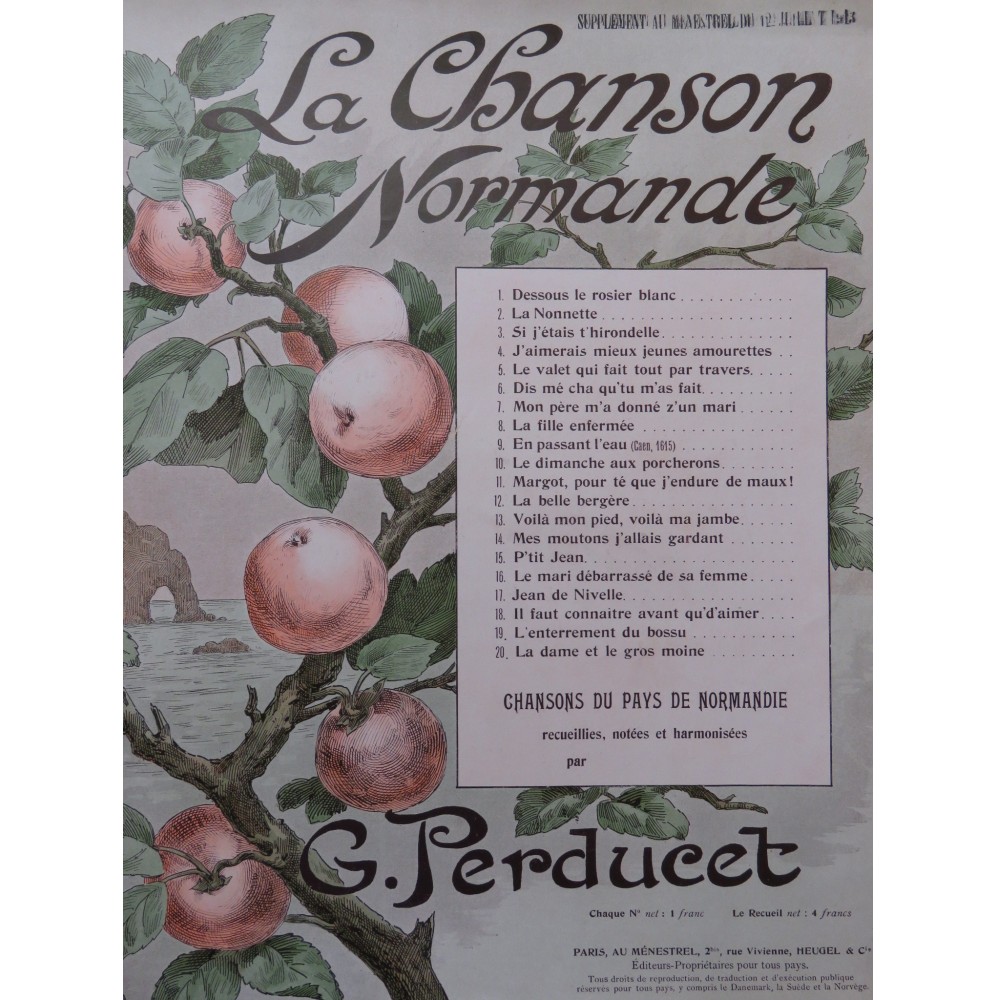 PERDUCET Gaston Deux Chansons Normandes Chant Piano 1913