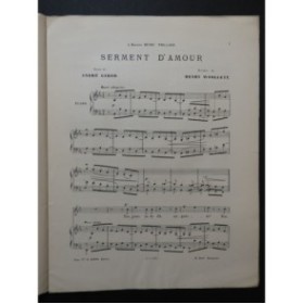 WOOLETT Henry Serment d'Amour Chant Piano ca1890