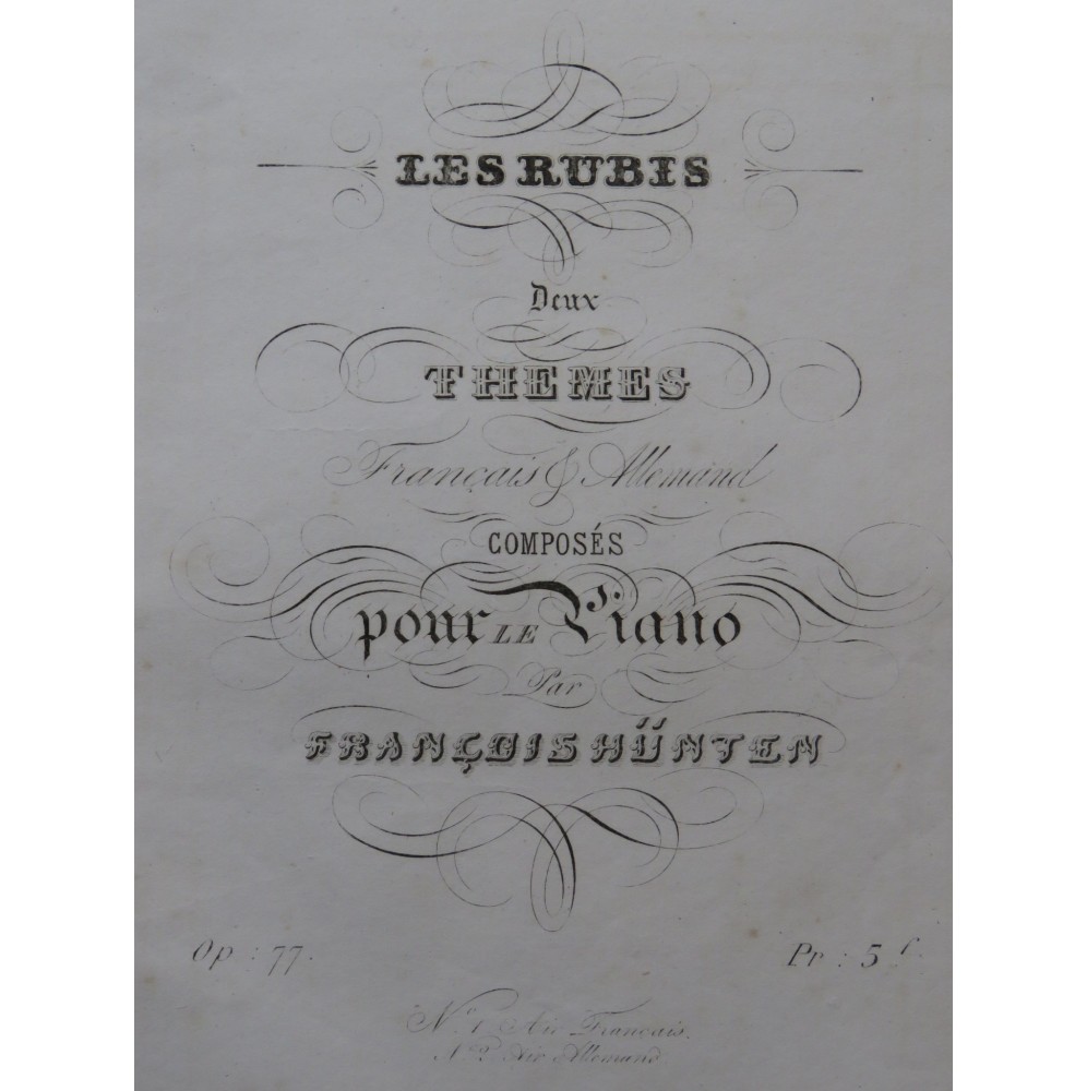 HÜNTEN François Les Rubis Piano ca1840