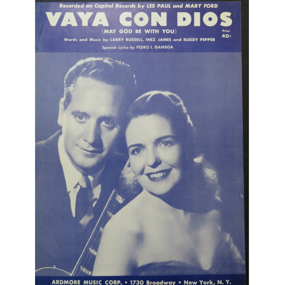 RUSSEL L. JAMES I. PEPPER B. Vaya Con Dios Chant Piano 1953