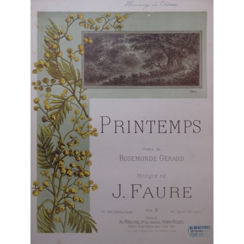 FAURE J. Printemps Chant Piano ca1880