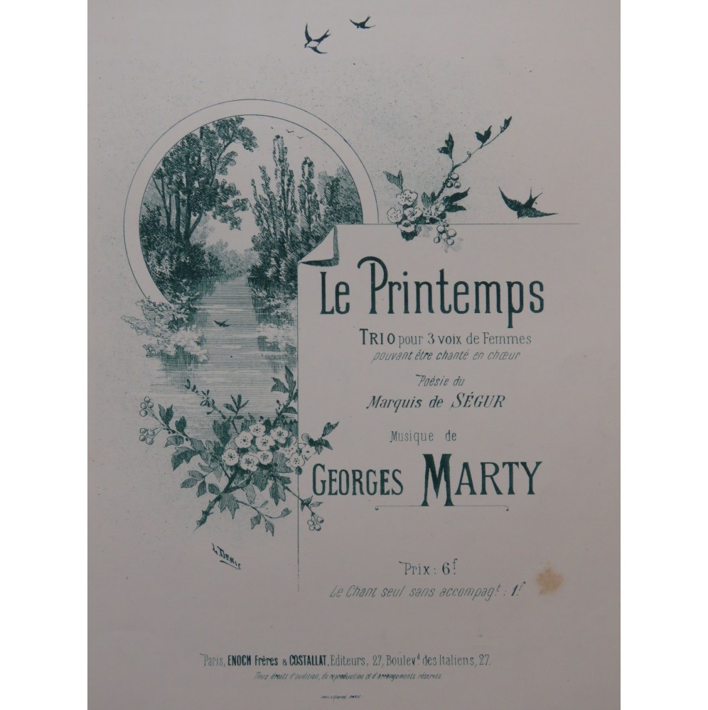 MARTY Georges Le Printemps Chant Piano 1887