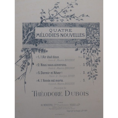 DUBOIS Théodore L'Air était doux Chant Piano 1894