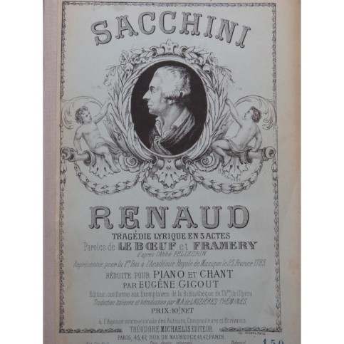 SACCHINI Antonio Renaud Opéra Chant Piano 1880