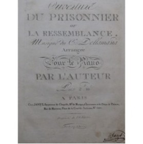 DELLA MARIA Domenico Le Prisonnier Opéra Ouverture Piano ca1800