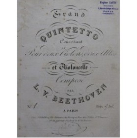 BEETHOVEN Grand Quintetto op 4 Violons Altos Violoncelle ca1810