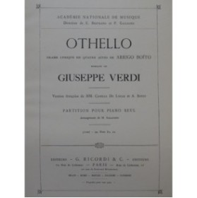 VERDI Giuseppe Othello Opéra Piano solo 1887
