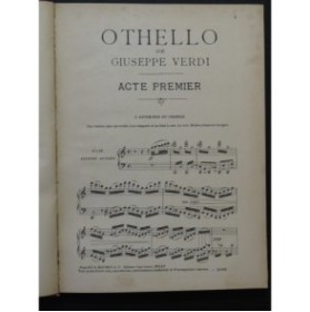 VERDI Giuseppe Othello Opéra Piano solo 1887