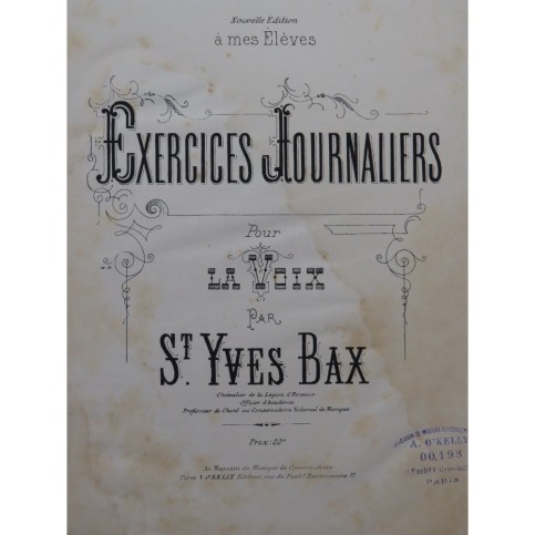 BAX Saint-Yves Exercices Journaliers pour la Voix ca1875