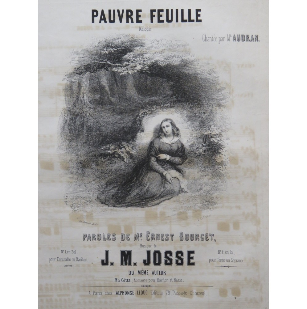 JOSSE J. M. Pauvre Feuille Chant Piano ca1845