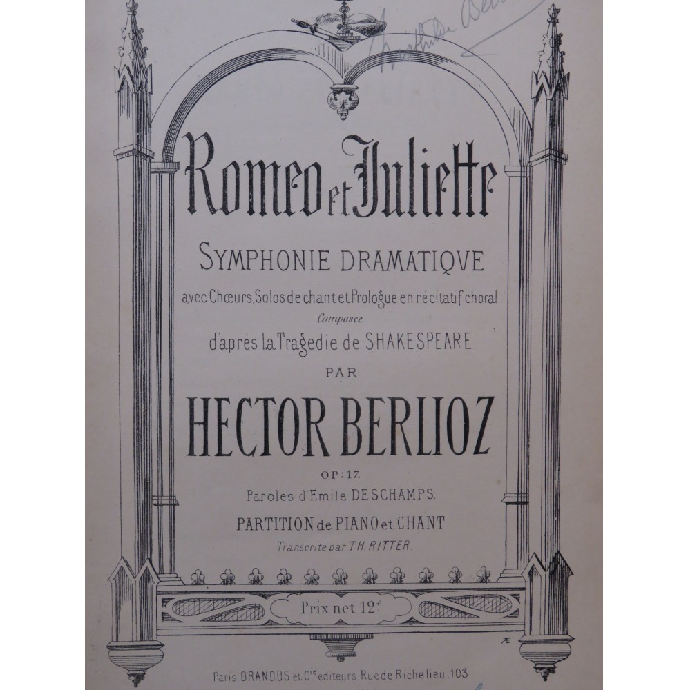 BERLIOZ Hector Roméo et Juliette Opéra Chant Piano ca1880