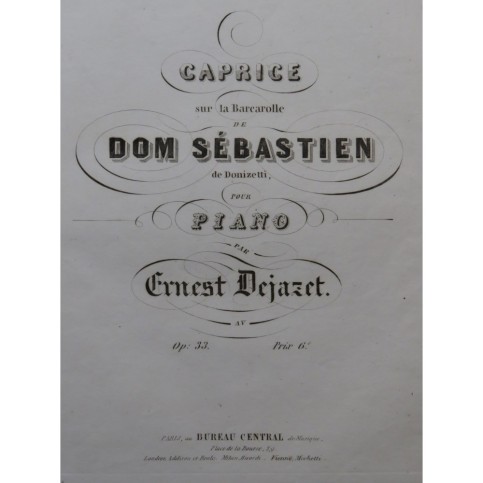 DEJAZET Ernest Caprice Piano ca1840