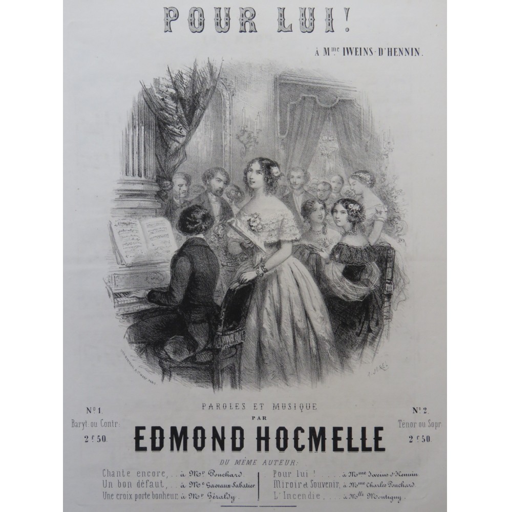 HOCMELLE Edmond Pour Lui Chant Piano ca1850