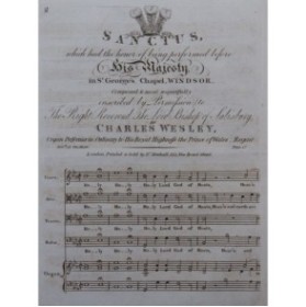 WESLEY Charles Sanctus Orgue Chant ca1790