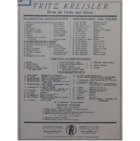 KREISLER Fritz Liebesfreud Violon Piano 1910
