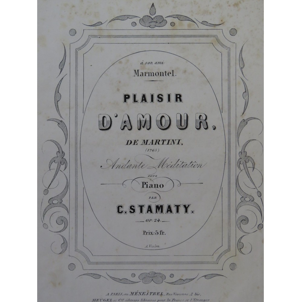 STAMATY Camille Plaisir d'amour de Martini Piano ca1857