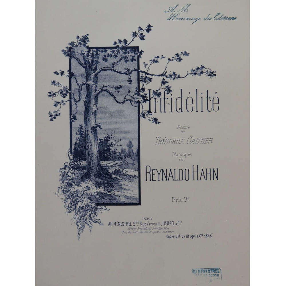 HAHN Reynaldo Infidélité Chant Piano 1893