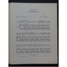 HAHN Reynaldo Infidélité Chant Piano 1893