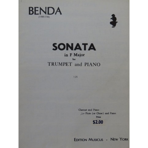 BENDA Franz Sonata in F Major Trompette Piano 1957