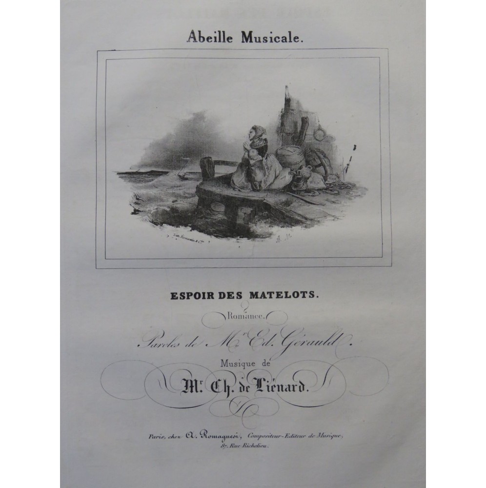 DE LIENARD Ch. Espoir des Matelots Chant Piano ca1840
