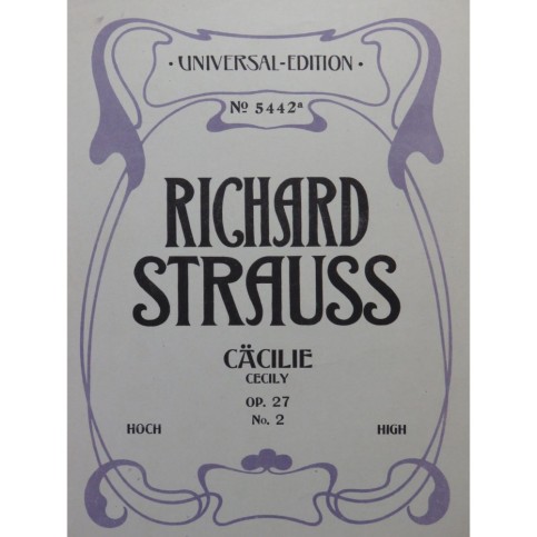 STRAUSS Richard Cäcilie Chant Piano