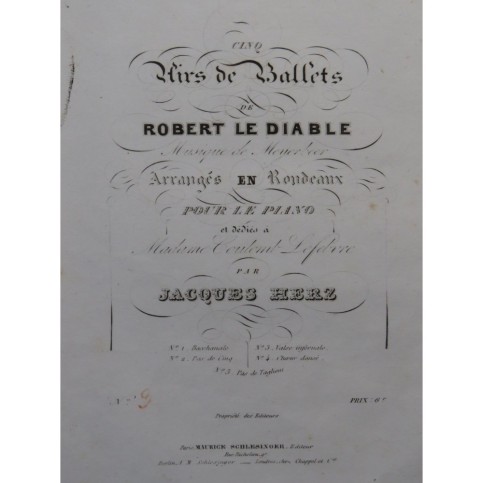 HERZ Jacques Valse Infernale Piano ca1833
