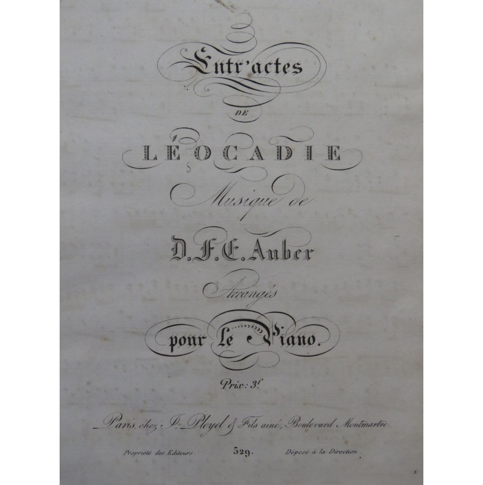 AUBER D. F. E. Entr actes de Leocadie Piano ca1805