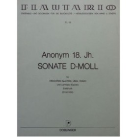 ANONYME Sonate D Moll Flûte à bec Clavecin