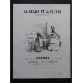 MARQUERIE A. La Cigale et la Fourmi Chant Piano ca1850