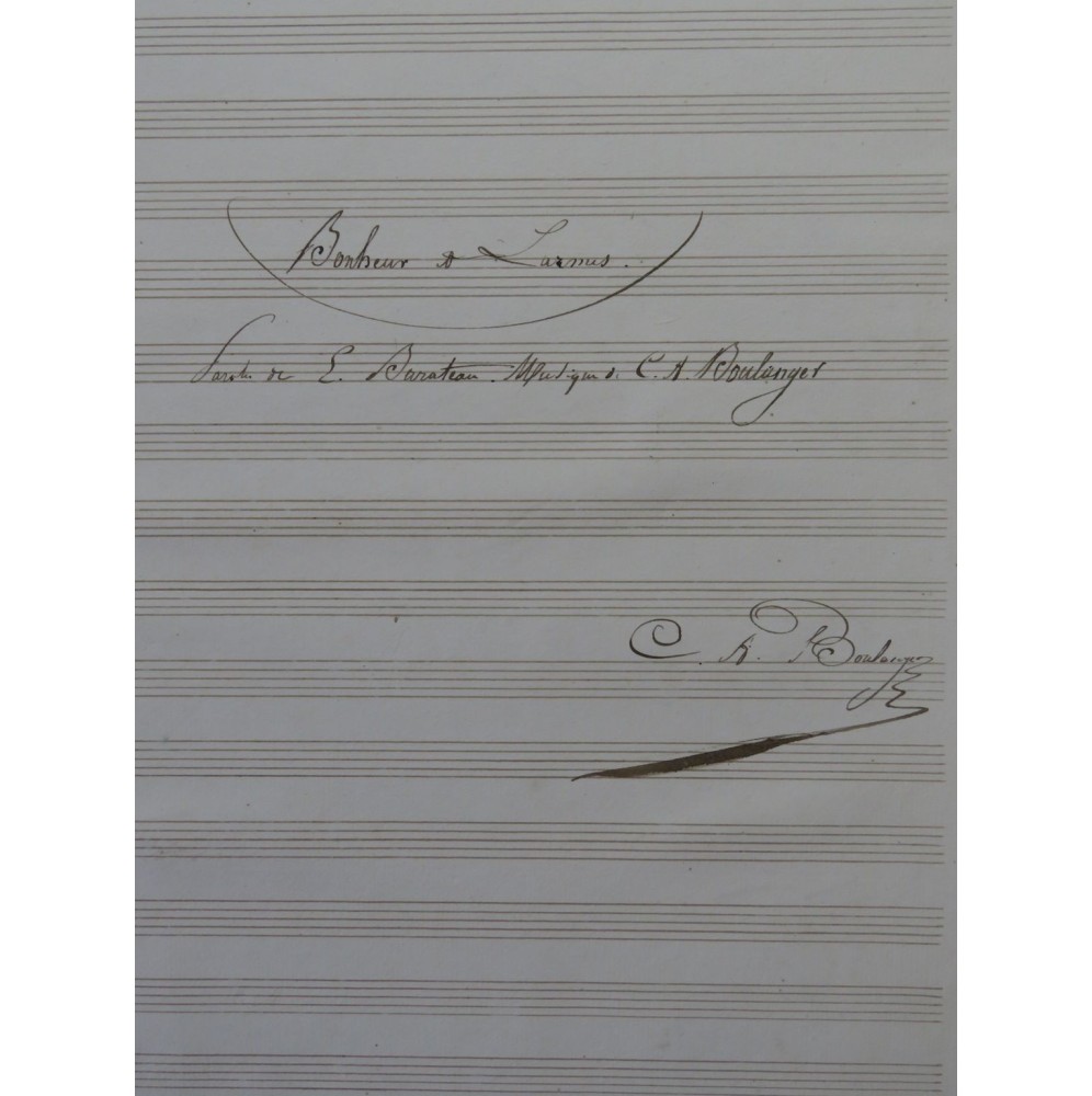 BOULANGER C. A. Bonheur et Larmes Manuscrit Chant Piano ca1840
