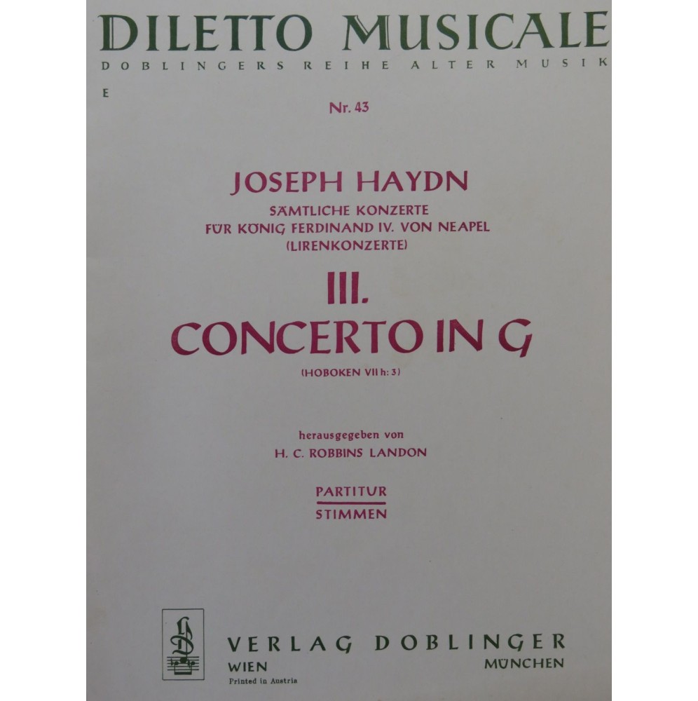 HAYDN Joseph Concerto 3 in G Orchestre