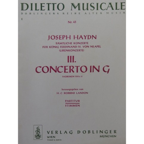 HAYDN Joseph Concerto 3 in G Orchestre